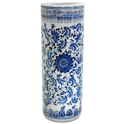 Soporte para paraguas de porcelana floral azul y blanco de 24" Foto 1 de 3