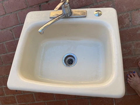 Vintage American Standard Cast Iron laundry bathroom Sink square  white 25x22 Cover