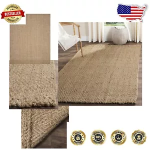 Handmade Jute Area Rug - 8' x 10' - Durable Natural Fiber for High Traffic - Picture 1 of 6