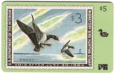 Duck Hunting Permit Stamp Card #30 'Void After 1964' Brant Ducks Phone Card