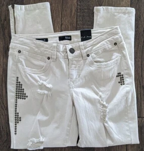 ana Skinny Leg Women's Low Rise Zipper Ankle Studs Stone Beige Jeans Size 4 NWT - Picture 1 of 12