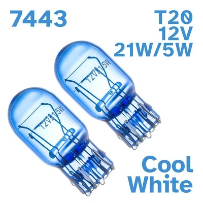2pcs T20 12V W21/5W JCD Super Cool White Light Globe 7443 Socket Halogen Bulb - Image 1 of 4