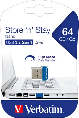 Verbatim USB Stick 64GB Speicherstick Store 'n' Stay Nano blau USB 3.2