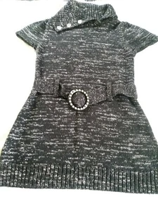 Girls Faded Glory Black & Silver Short Sleeve Sweater - Picture 1 of 3