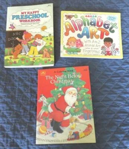 NEW Book Lot of 3 PRE-SCHOOL Alphabet Shape Number Lesson Workbook Activity Idea - Picture 1 of 5
