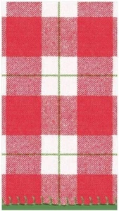 Caspari Paper Linen Guest Towel Napkins, Plaid Check Red - 2 Packs (14800GG) - Picture 1 of 2