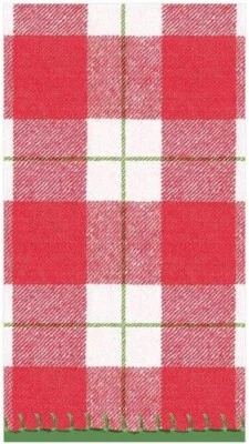 Caspari Paper Linen Guest Towel Napkins, Plaid Check Red - 2 Packs (14800GG) - Image 1 of 2