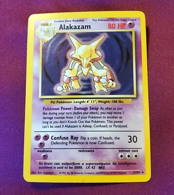 LP - Alakazam - Base Set 1 One - 1/102 - Holo - Stars - PHOTOS+SCANS - Image 1 of 4