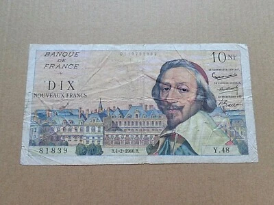 France Banknote 10 New Francs 1960 combined shipping up to 10 notes (a) - Image 1 of 2