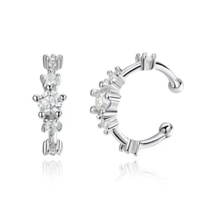 Real Moissanite Men Women' Earrings Ear Cuff 925 Sterling Silver Pass Tester GRA - Picture 1 of 13