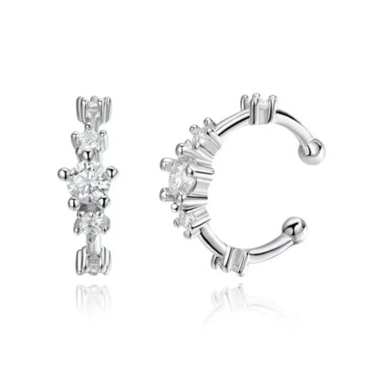 Real Moissanite Men Women' Earrings Ear Cuff 925 Sterling Silver Pass Tester GRA - Image 1 of 4