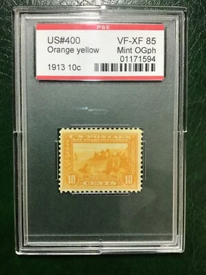 US Scott 400 10c Naranja Amarillo Pan-Pacífico Como Nuevo PSE Calificado 85 Encapsulado Foto 1 de 2
