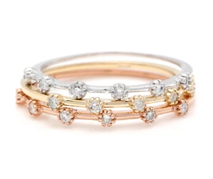 Splendid Set of Three Stackable Rings in 14K Solid Multi Color Gold - Picture 1 of 5