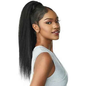 Natural Black Kinky Straight Real Human Hair Ponytail Extension Hair Piece fo... - Picture 1 of 9