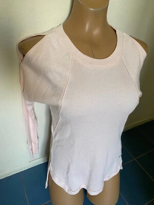 GUESS KIDS Pink Thermal Cold Shoulder Long Sleeve Knit Top Shirt - Girls Sz L 14 - Image 1 of 4