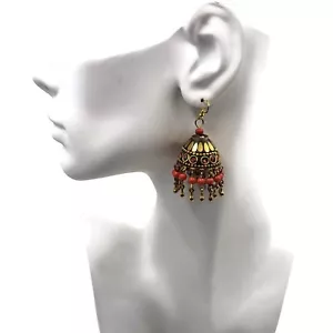 Fashion Cowrie Shell Earrings Red Seed Beads Mosaic Coral Tribal Ethnic Jewelry - Picture 1 of 1