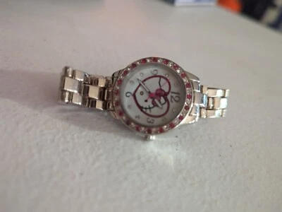 Cool, BLINGY & Cute HELLO KITTY SANRIO Watch Silver Tested!! Works!!! - Image 1 of 4