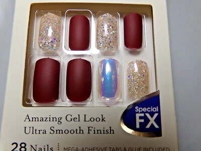 KISS GLAM FANTASY NAILS - Borgoña Mate - PEGAMENTO O PESTAÑAS MEDIANO   Foto 1 de 4