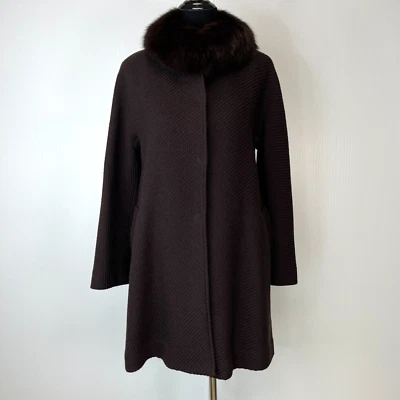 Max Studio Coat Women Small Wool Fox Fur Jacket USA Evening Work Party Core Ex - Image 1 of 4