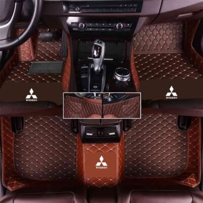 For Mitsubishi All Models Car Floor Mats with Pocket PU Leather Auto Pads Liner Foto 1 de 4