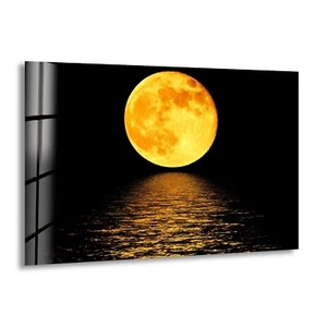 Arte de pared de vidrio naranja a la luz de la luna - Imagen 1 de 7