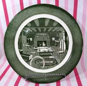 Lovely 1950's Royal China Colonial Homestead Green 12" Round Chop Platter - Picture 1 of 14