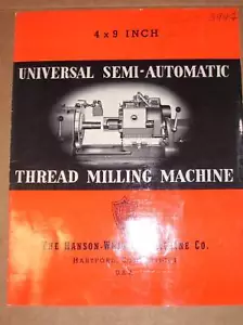 Vtg Hanson-Whitney Machine Catalog~Thread Milling~Tool - Picture 1 of 1