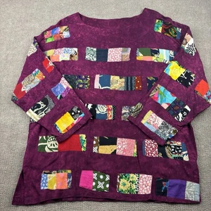Top tunica donna batik patchwork taglia Med Boho Lagenlook funky hippie festival - Foto 1 di 9