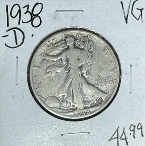 1938-D WALKING LIBERTY SILVER HALF DOLLAR ~ VERY GOOD  ~NICE COIN~ - Picture 1 of 2