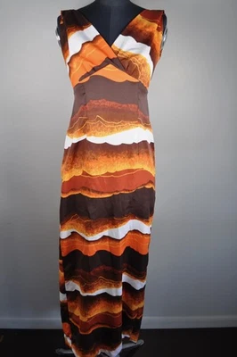 Vestido Hawaiano Vintage Diseñado por Hakilau Honolulu Talla 6 Naranja y Marrón Foto 1 de 4