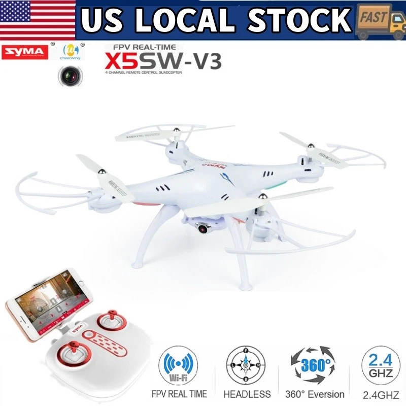 2.4Ghz Syma X5SW-V3 RC Quadcopter w/ FPV WIFI 3D Flip RC Racing Drone RTF Gifts - Image 1 of 4