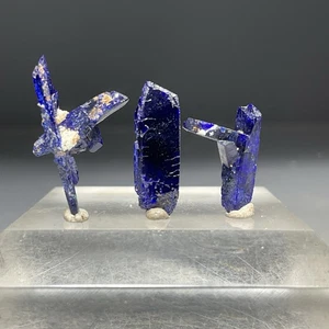 SS Steine - 3 Azurit Kristalle (Touissit, Marokko) 0,83g - Bild 1 von 3