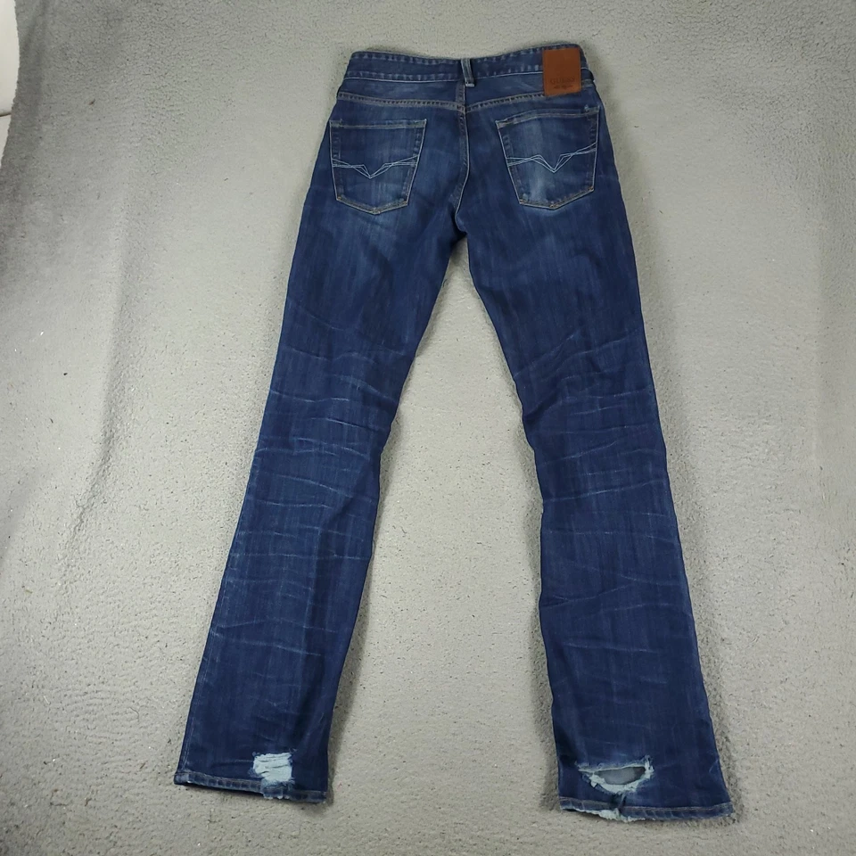 Guess Jeans Mens Size 28x32 Blue Falcon Bootcut Distressed Denim Pants - Image 1 of 4