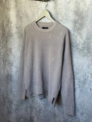 ALLSAINTS FORRAM LS CREW Distressed Sweater Waffle Knit Avant-Garde Men's Size S - Image 1 of 4