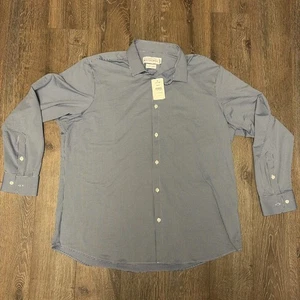 Camicia elegante Mizzen Main Beckett XXL vestibilità standard blu navy bianca griglia con bottoni nuova - Foto 1 di 7