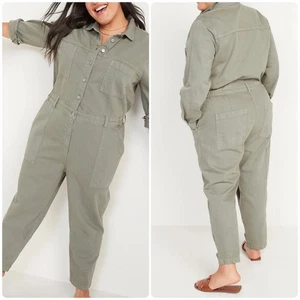 Vecchia tuta utility verde navy verde militare taglia XL manica lunga da lavoro - Foto 1 di 16