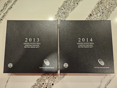 Pair of 2013 & 2014 US Mint Limited Edition SILVER Proof Coin Sets COA - Image 1 of 4