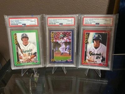 Tarjetas de béisbol de novato Mike Trout Cedar Rapids Kernels 2010 (lote de 3) ¡gema años 10!! Foto 1 de 2