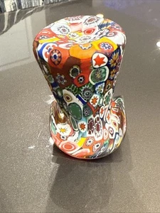 VINTAGE MURANO Glass MILLEFIORI TOP HAT Hand Blown TOOTHPICK Holder 2” Tall 🔥 - Picture 1 of 14