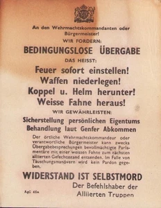 Original WWII UK Allied Propaganda - Surrender Now! - Translated - Rare - Picture 1 of 2