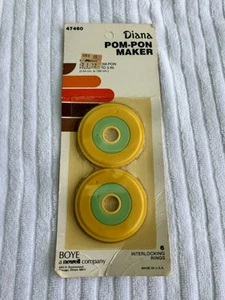 New Vintage Boye Diana Pom-Pom Maker 1"-3" Pom Poms Interlocking Rings NIP - Picture 1 of 9