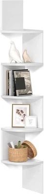 VASAGLE 5-Tier Corner Shelf, Display Floating Shelf in Living Room, Study, Kitc - Image 1 of 4
