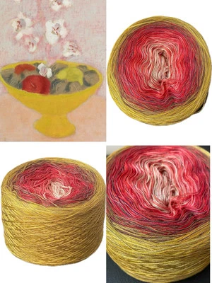 445g Tencel Cotton Sultan Ombre Cake Yarn Golden Yellow Red Beige 2200 Meters - Image 1 of 4