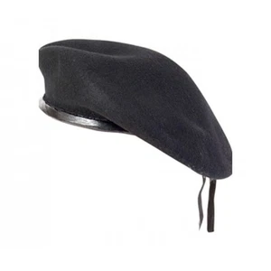 New WOOL Mens Ladies Black Beret Hat Cap Army Military - Fashion or Fancy Dress