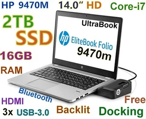 HP Folio 9470m i7-3667u Ultra-FAST 2TB SSD 16GB 14" Backlit BT + Docking - Picture 1 of 12