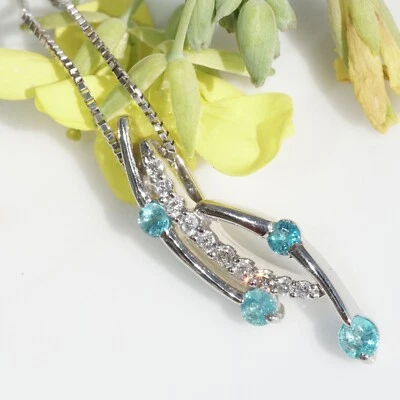 Paraiba Turmalin Anhänger in 900er Platin mit Kette 0.22 ct 0.10 ct leuchtendes  - Bild 1 von 4