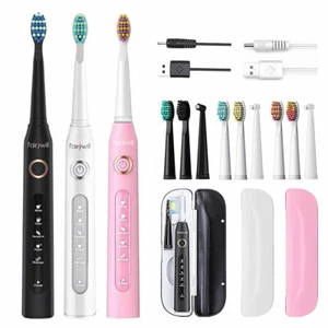 5 Modes Sonic Electric Toothbrush Rechargeable Brush Heads Travel Case Adult Kid - Picture 1 of 17