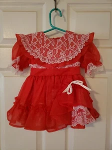 Vintage Toddler Full Circle Dress Red Fancy Frilly Elise Size 2T - Picture 1 of 3