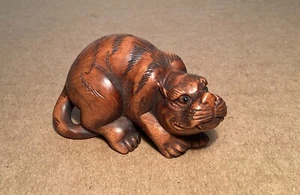 Japanese Boxwood Netsuke - Tiger - Signed - Picture 1 of 7