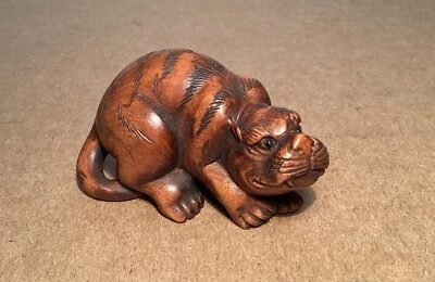 Japanese Boxwood Netsuke - Tiger - Signed - Image 1 of 4